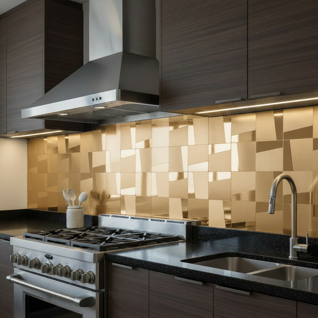 Cozinha com revestimento Inox Gold