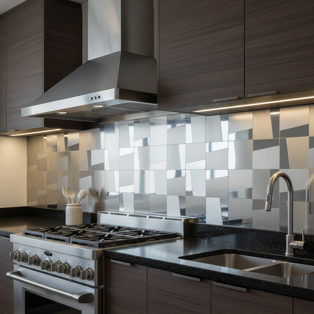 Cozinha com revestimento Inox Silver