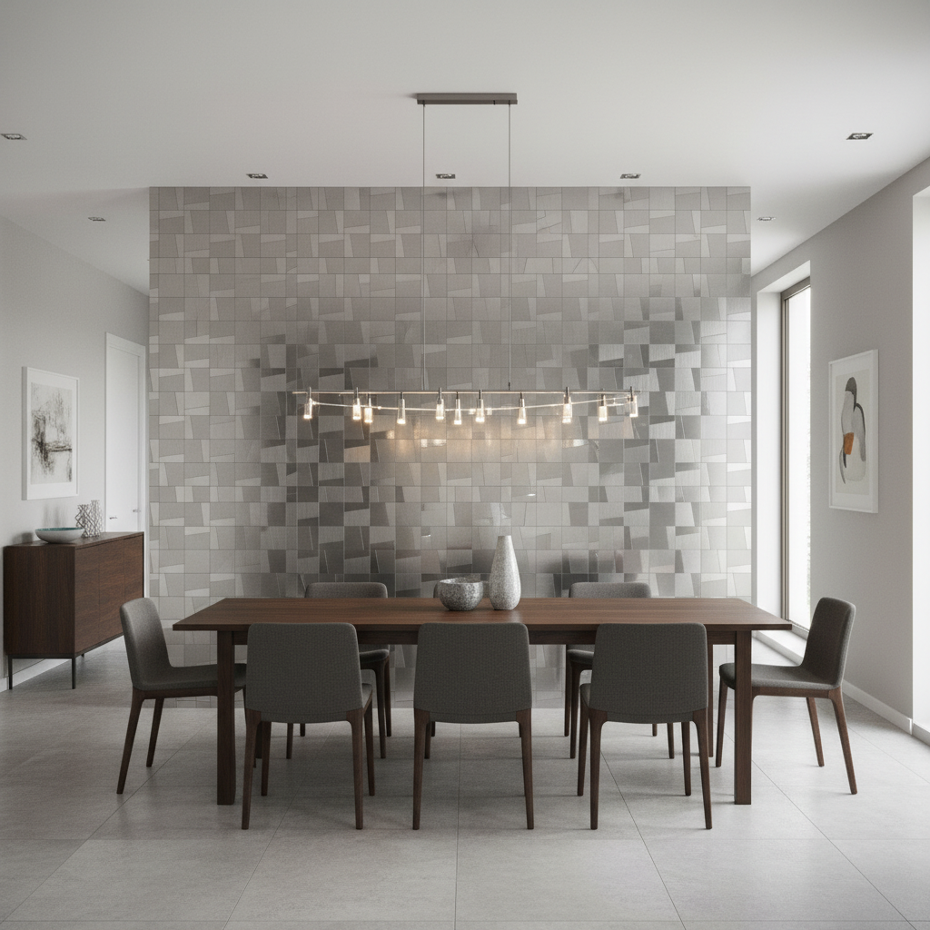 Sala de jantar com revestimento Inox Silver